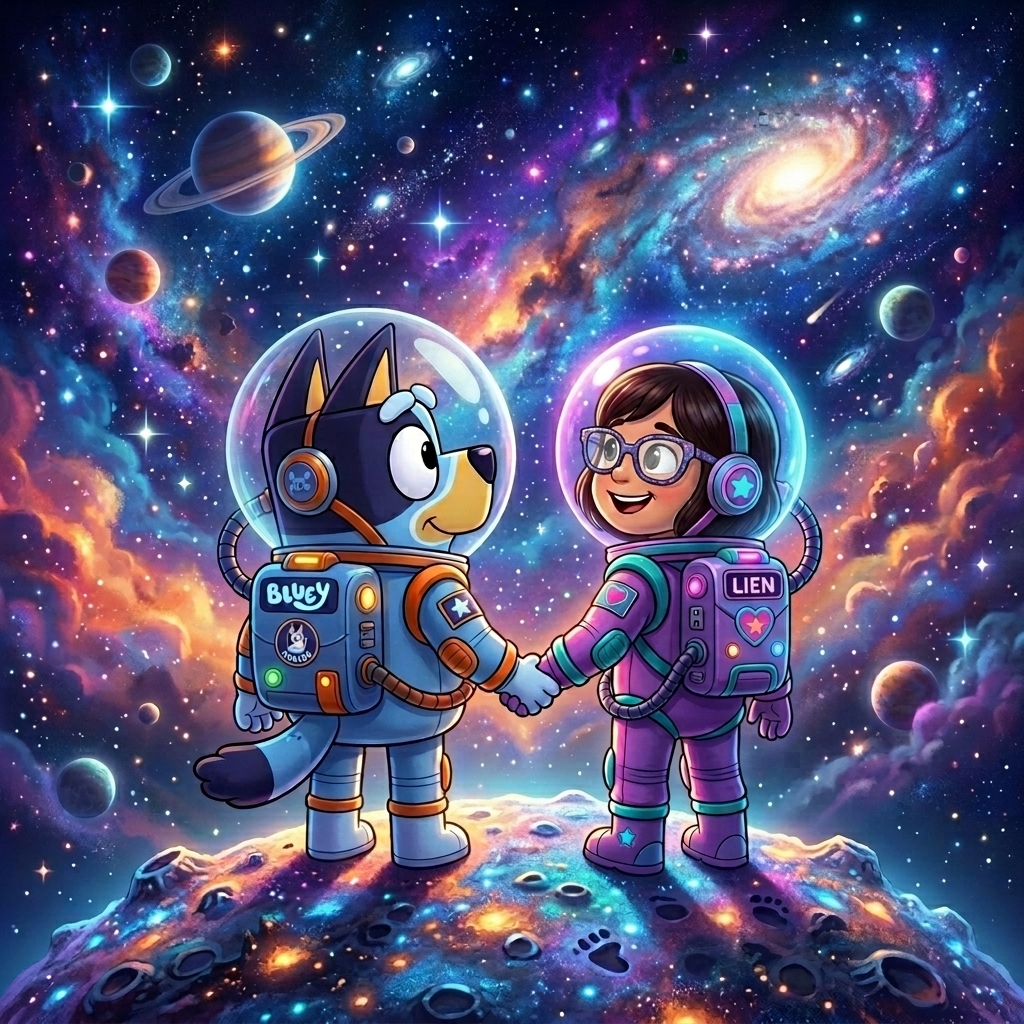 Bluey et Liên en mission spatiale